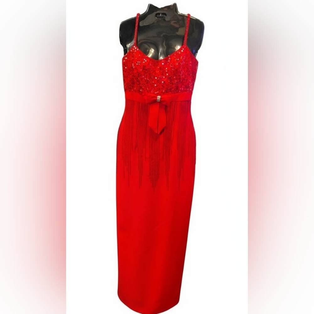 Tiffany Designs Womans Red Sequins Dress Size 6 * Read Descriptions*